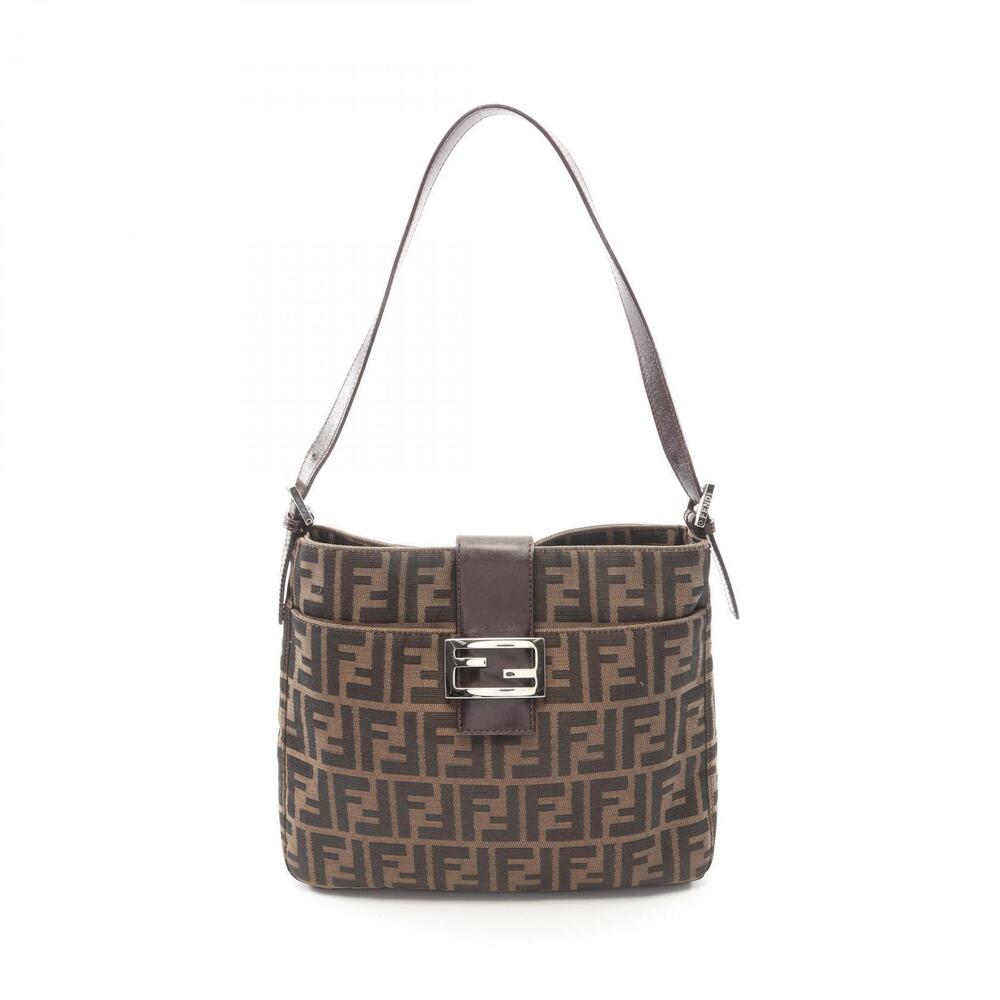 Fendi Zucca Shoulder Bag Leather Brown